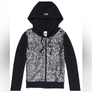 Victoria’s Secret Pink Black Hoodie with Silver Sequins